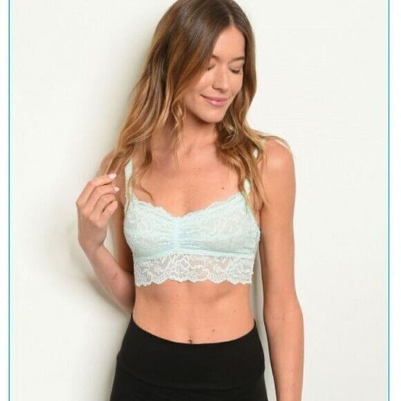 NWT womens Teal lace no padding thin Bralette with adjustable straps size small - Picture 1 of 2